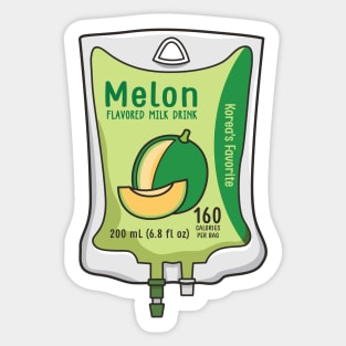 Aesthetic Korean Melon Milk IV Bag for medical and nursing students, nurses, doctors, and health workers who love milk Sticker